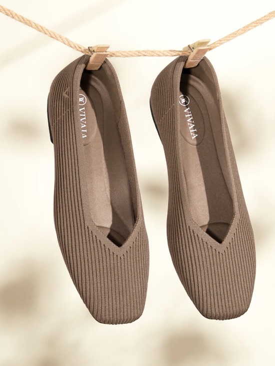 Vivaia Shoes - Vivaia Margot 2.0 Square Toe Ballet Flats in Espresso Taupe | 41